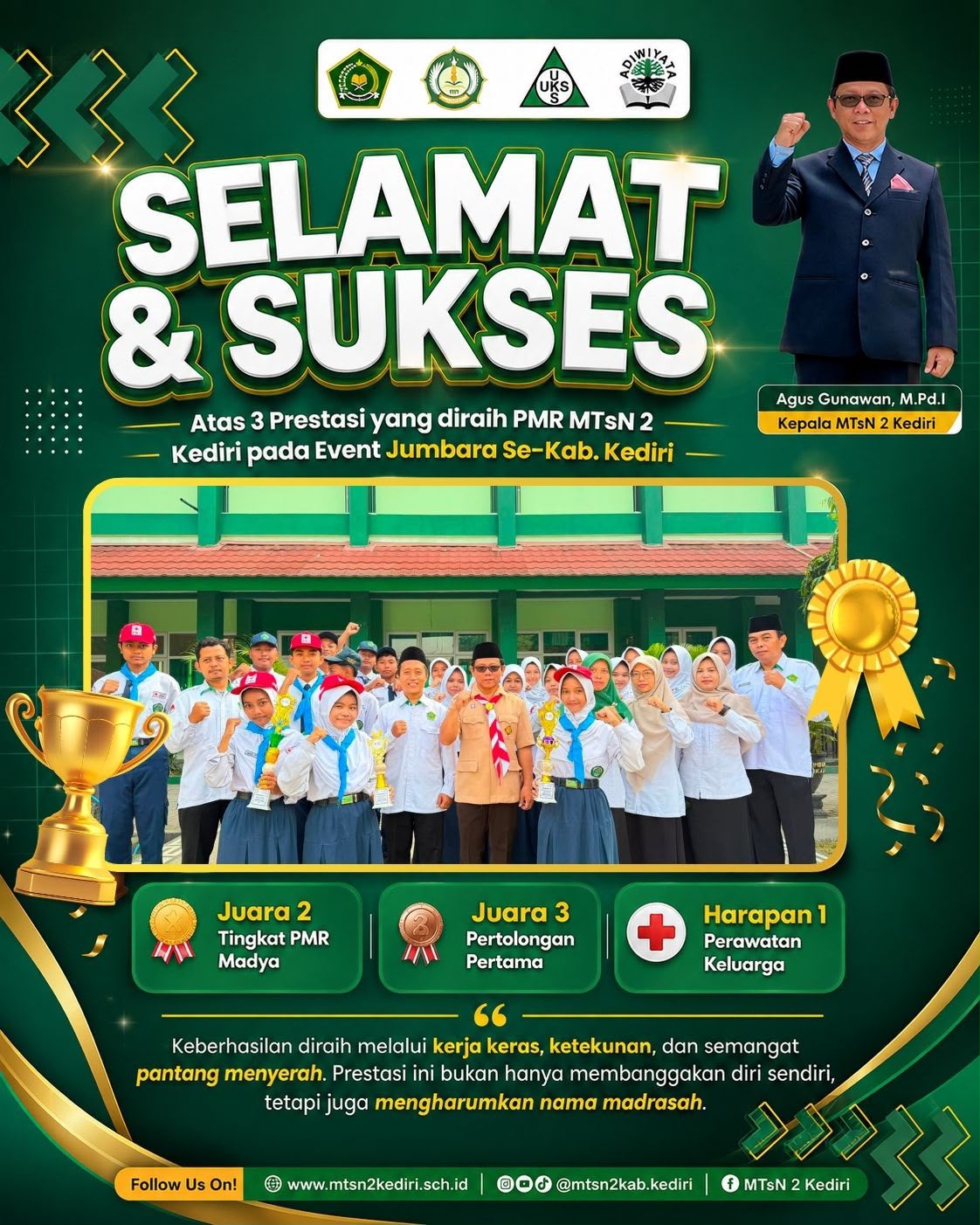 PMR MTsN 2 KEDIRI RAIH 3 MEDALI DALAM JUMBARA PMI KAB. KEDIRI 2026